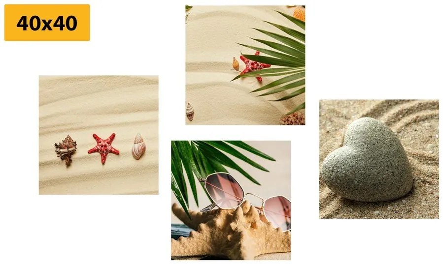 Set obrazov piesočná pláž plná mušlí