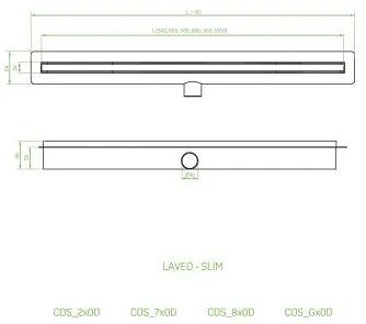 Laveo Slim, lineárny odtok s mriežkou 70 cm, ružové zlato, LAV-COS_870D