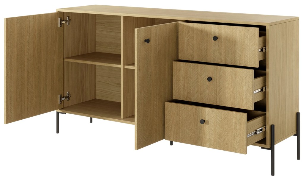 Komoda Scandia 2D3S (dub scandi + jedlička scandi). Akcia -20%. Vlastná spoľahlivá doprava až k Vám domov. 1071386