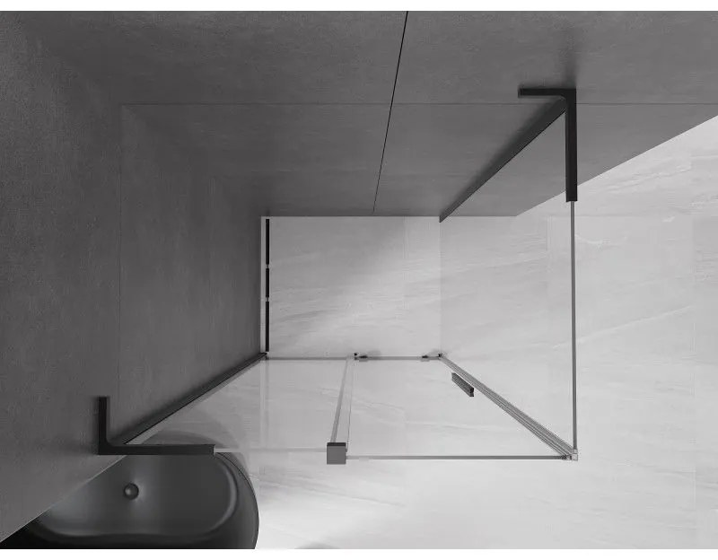 Mexen Velar L, sprchový kút s posuvnými dverami 120 x 75 cm, 8mm číre sklo, čierna matná, 871-120-075-03-70