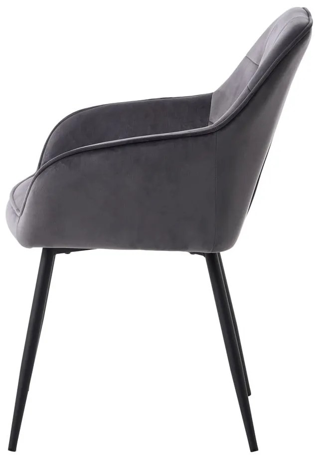 Sivé čalúnené jedálenské kreslá v súprave s podrúčkami 2 ks Nolan Square – Unique Furniture