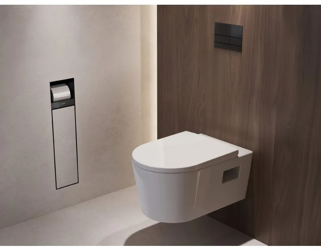 Hansgrohe XtraStoris Rock, wc kefa na zabudovanie s držiakom na toaletný papier, čierna matná, HAN-56062670