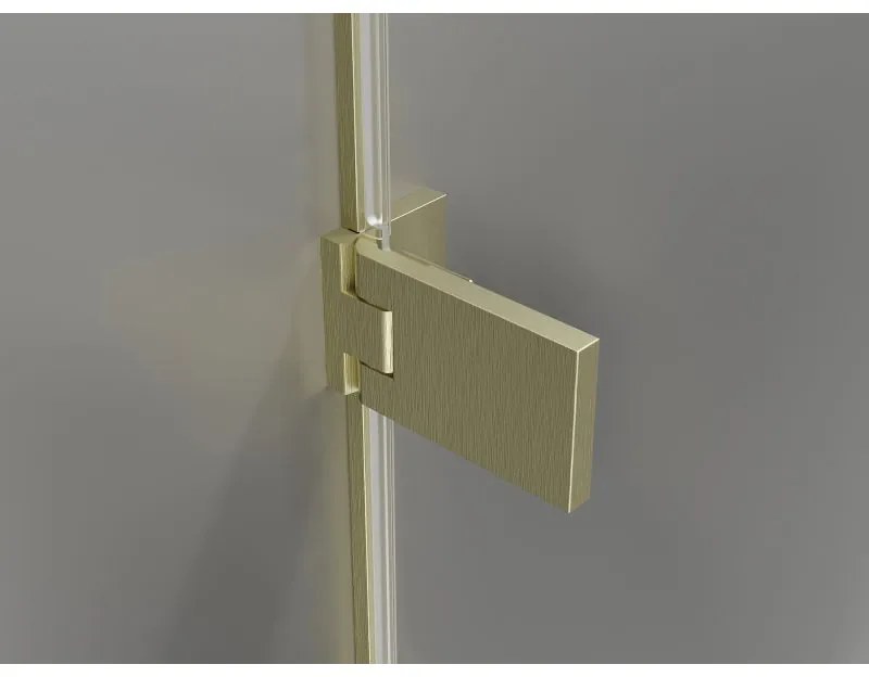 Mexen Lunar-F, L pravé sklápacie sprchové dvere 145 cm, 8mm číre sklo, zlatý matný profil, 836SL-145-050-55-00-P