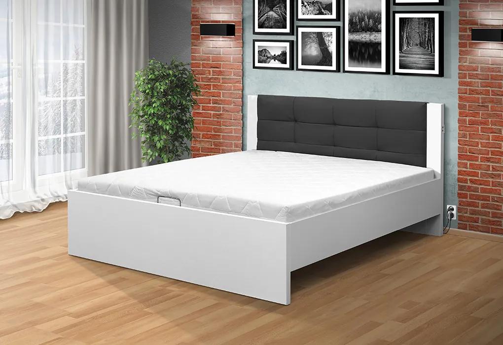 Lukratívna posteľ Markéta 120 s motorovým otváraním ÚP farebné prevedenie: bielá/sivá