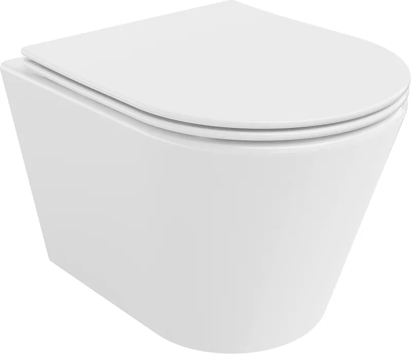 Mexen Rico Rimless misa závesná so sedátkom voľne-padajúcim SLIM, 48 x 35 cm, biela, 30720400