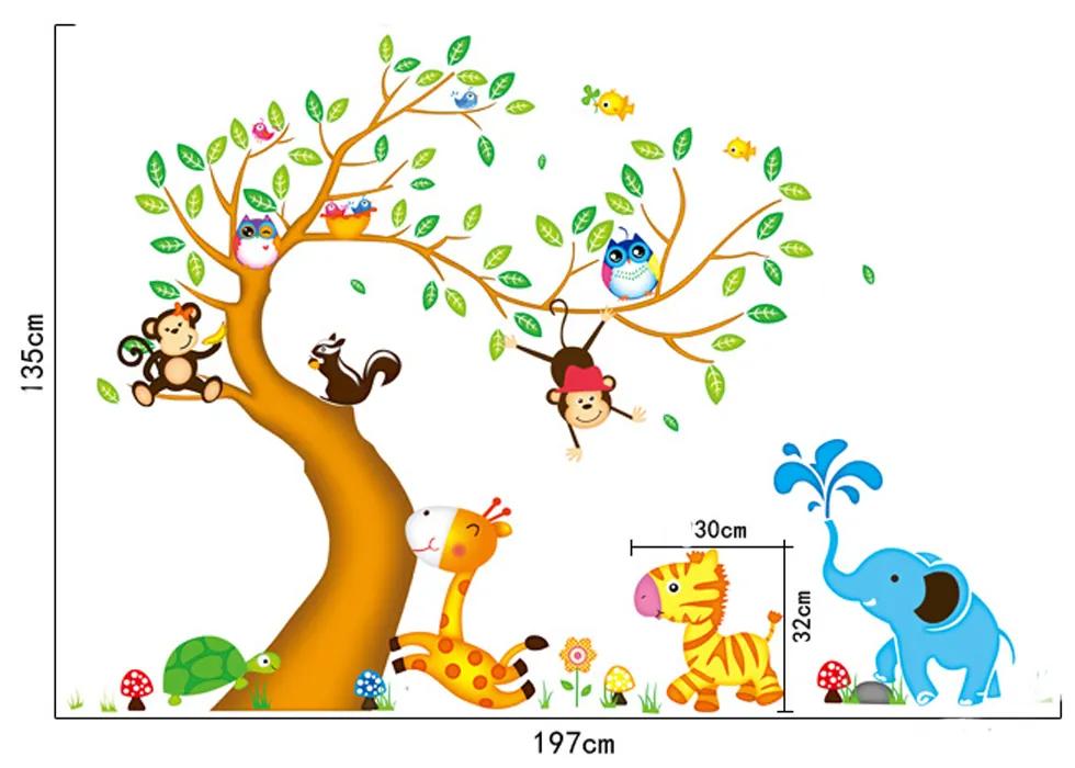 Veselá Stena Samolepka na stenu na stenu Strom a zvieratká zo Zoo