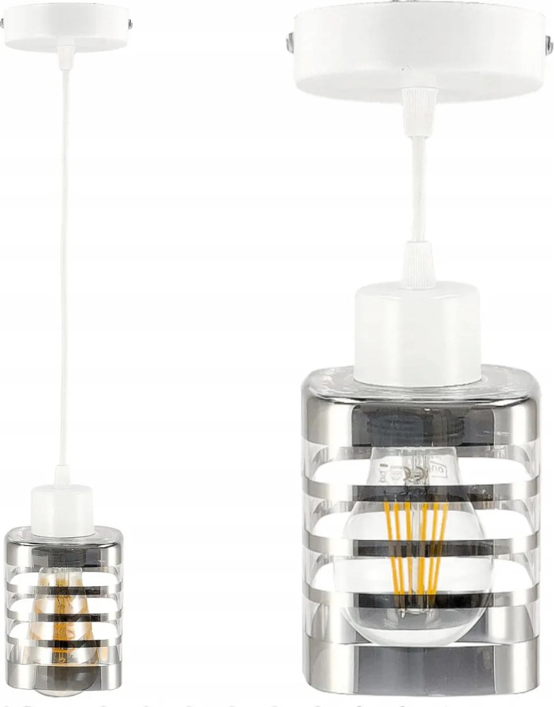 BERGE Biela sklenená štvorcová závesná stropná lampa