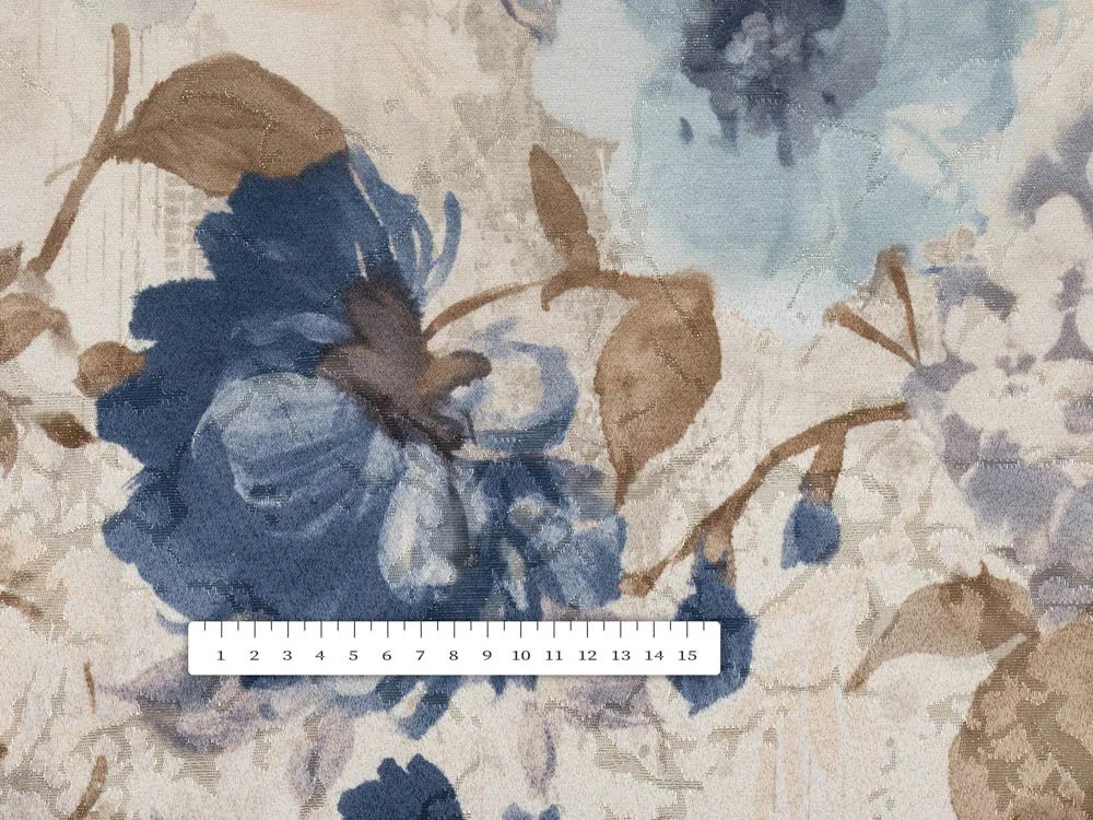 Biante Dekoračná obliečka na vankúš s lemom Parma PM-113 Modré kvety na smotanovom 50 x 60 cm
