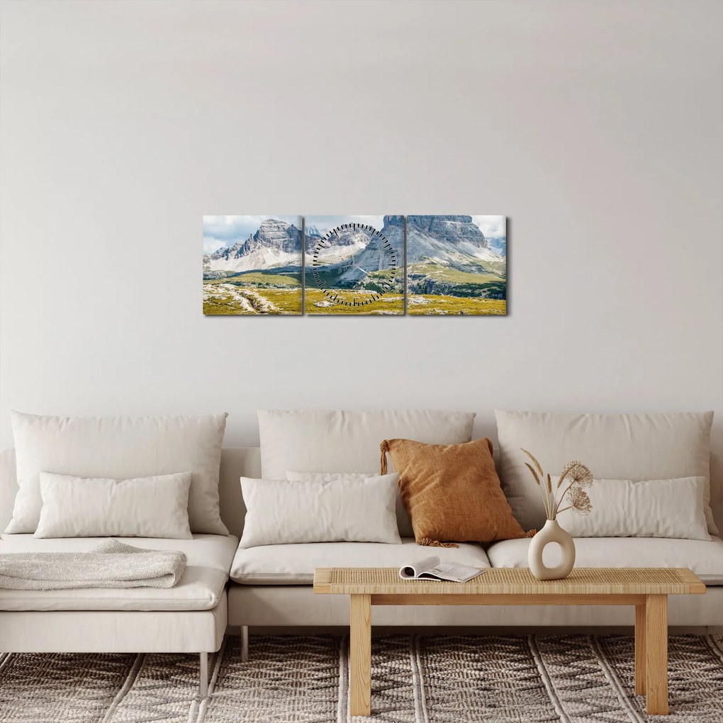 Obraz - Talianske Dolomity (s hodinami) (90x30 cm)