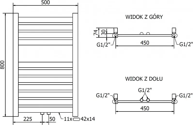 Mexen Uran, vykurovacie teleso 800x500 mm, 283 W, zlatá lesklá, W105-0800-500-00-50