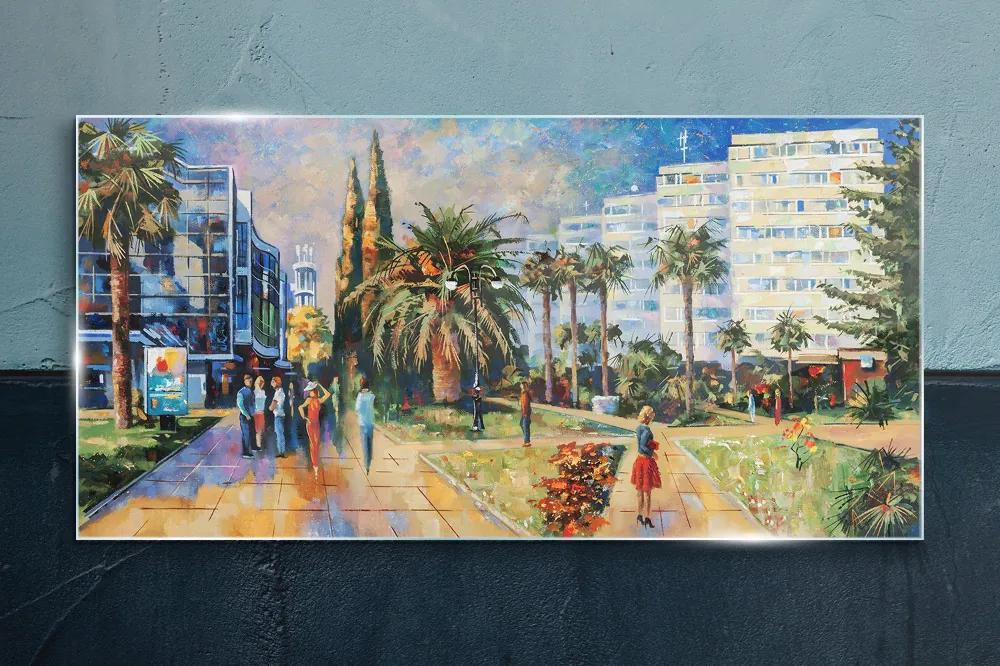Skleneny obraz Maľovanie mestských stromov