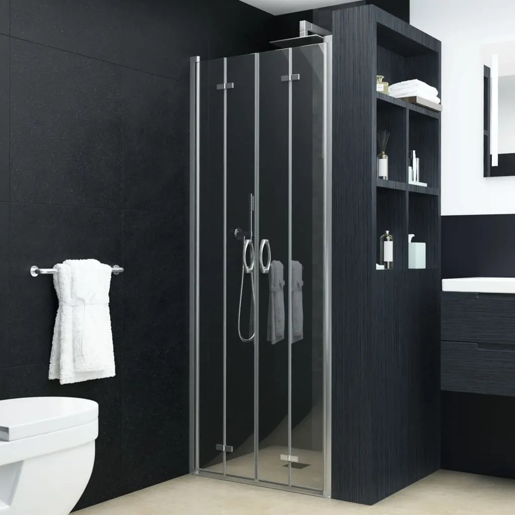 vidaXL Dvojkrídlové sprchové dvere priehľadné ESG 90x185 cm