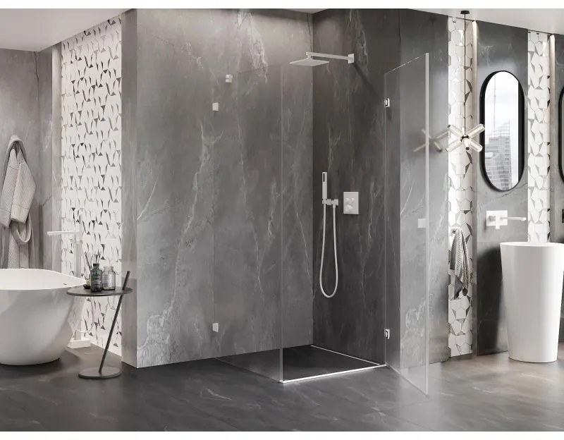 Mexen Lunar-B L pravý výklopný sprchový kút 90 x 90 cm, číre sklo, biela, 832L-090-090-20-00-P