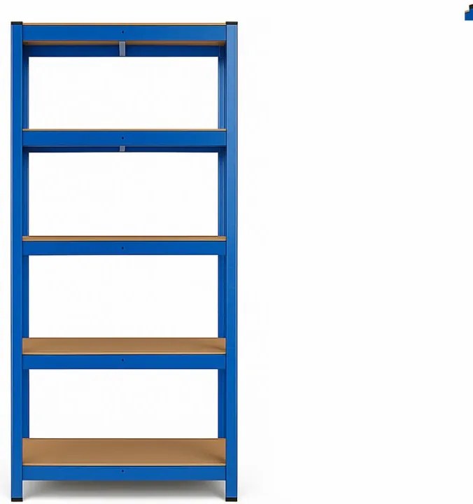 Akcia 10x Regál 180x90x40 cm lakovaný 5-policový, nosnosť 875 kg - modrý