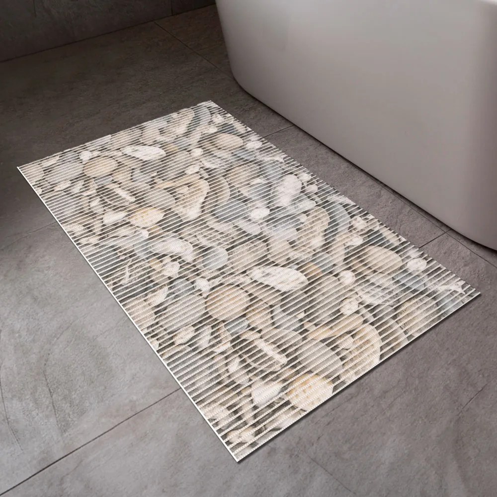 Kúpeľňová penová rohož / predložka PRO-001 Sivohnedé kamene - metráž šírka 65 cm