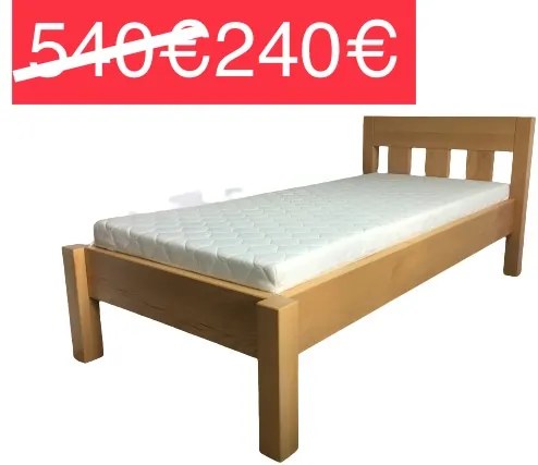 AKCIA Masívna buková posteľ 90x200 s roštom