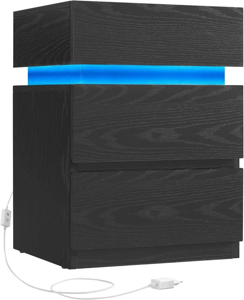 Nočný stolík Vasagle s LED osvetlením Defro čierny