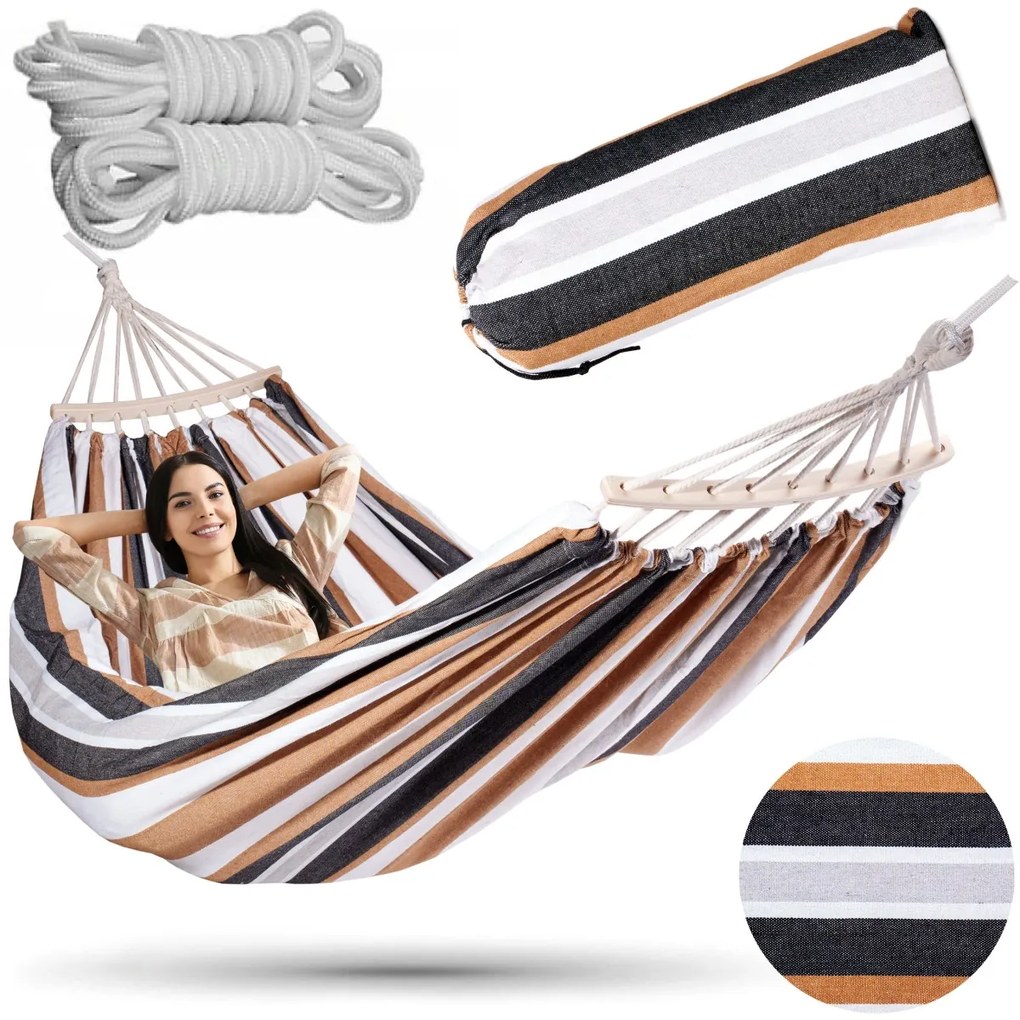 Závesná sieť EDEN pre 2 osoby béžovo-čierna