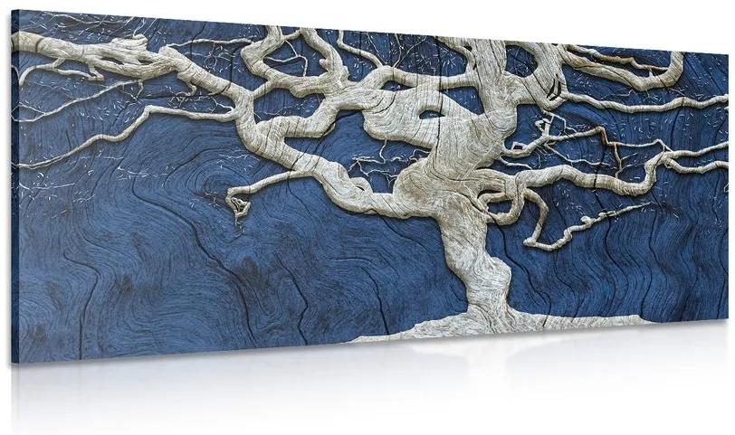 Obraz abstraktný strom na dreve s modrým kontrastom Varianta: 120x60
