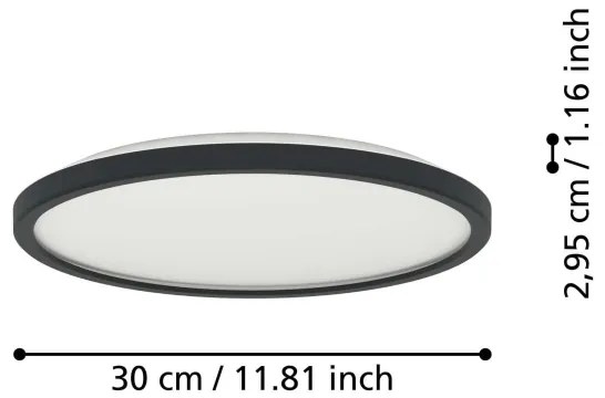 Eglo 901463-LED RGBW St. kúpeľ. svietidlo ROVITO-Z 13,9W/230V pr.30cm IP44 čierna