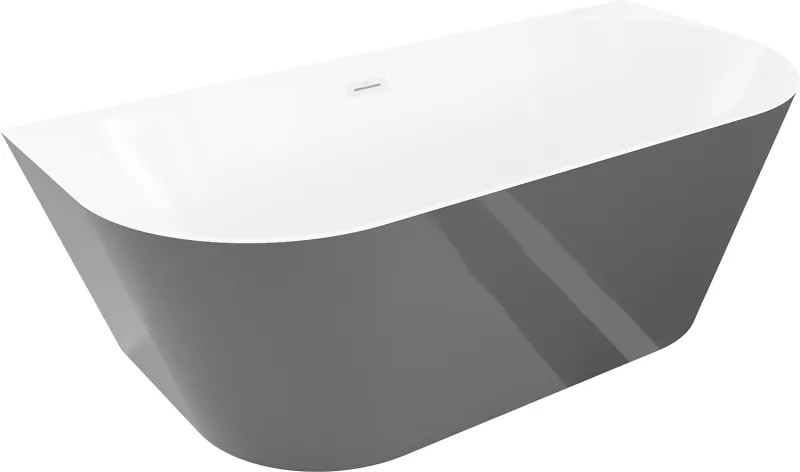 Mexen Oval Slim, voľne stojaca vaňa ku stene, 170 x 80 cm, biela-šedá, biely prepad, 52661708062-20