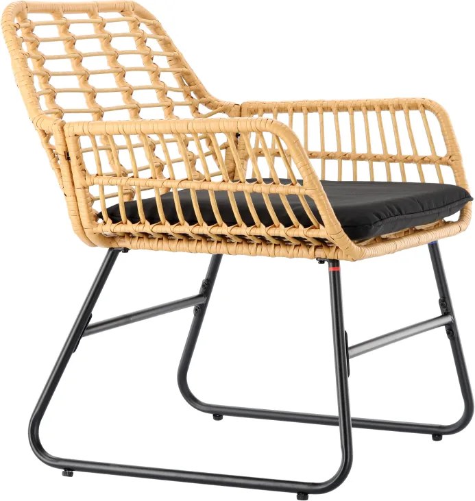 Garden Line ZÁHRADNÝ NÁBYTOK (2 STOLIČKY, STÔL) – HNEDÝ, VANKÚŠE – ČIERNE *3392