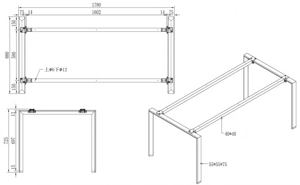 Stôl PRIMO INFINITY 1800 x 900 x 750, orech + stolná zásuvka TYP IV, čierna