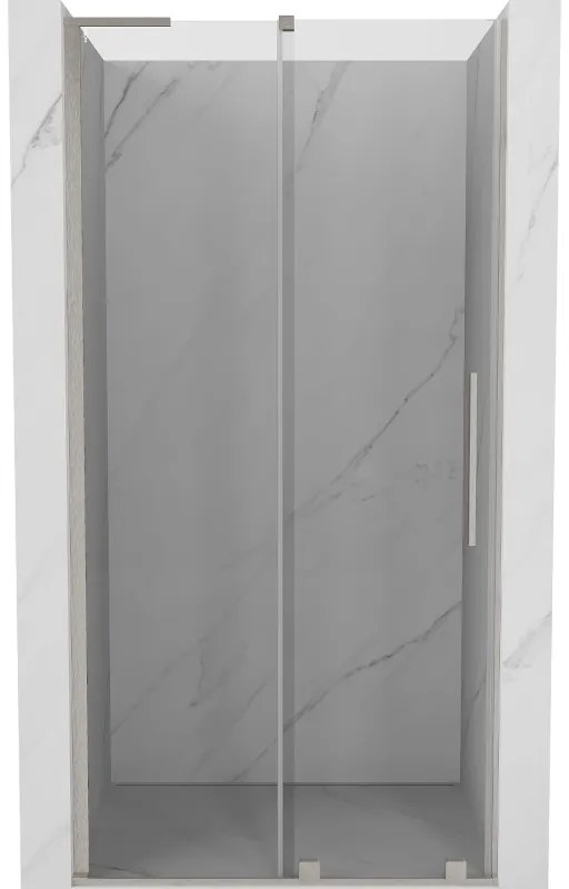 Mexen Velar L, posuvné sprchové dvere do otvoru 110 cm, 8mm číre sklo, brúsená oceľ, 871-110-003-01-97