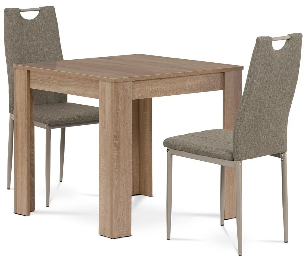 Jedálenský set z MDF s 2 stoličkami, 80 x 80 x 75cm, dub Sonoma