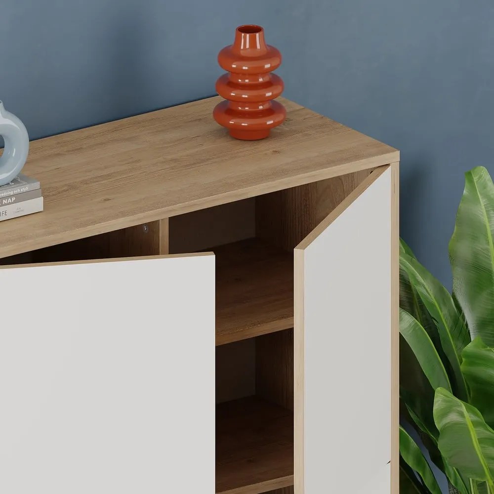 Skrinka v dekore duba v bielo-prírodnej farbe 90x120 cm Nola – Marckeric