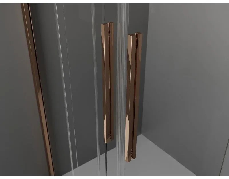 Mexen Velar L Duo, sprchový kút s posuvnými dverami 100 x 90 cm, 8mm šedé sklo, ružové zlato, 871-100-090-02-43-60