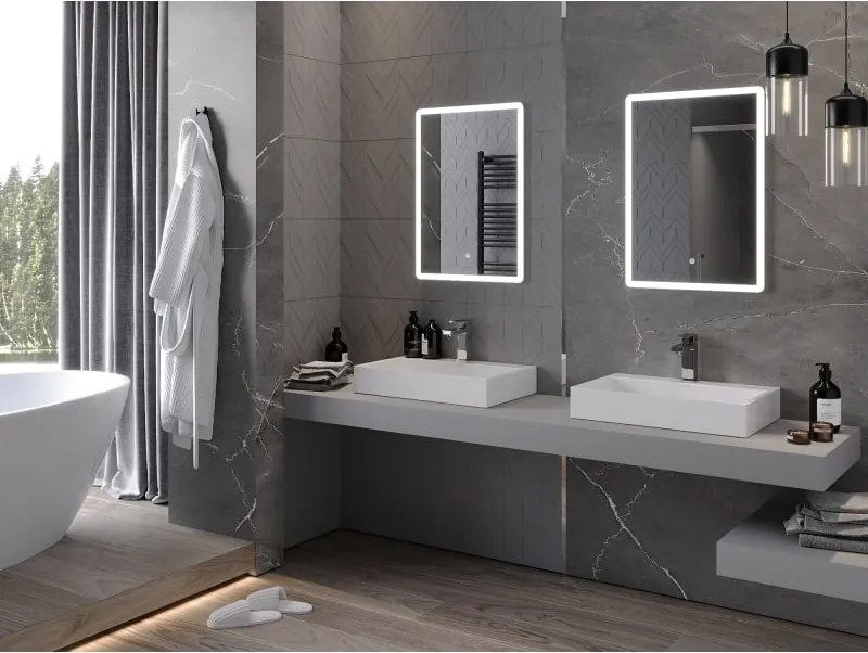 Mexen Navia osvetlené kúpeľňové zrkadlo 50 x 70 cm, LED 6000K, antifog - 9803-050-070-611-00