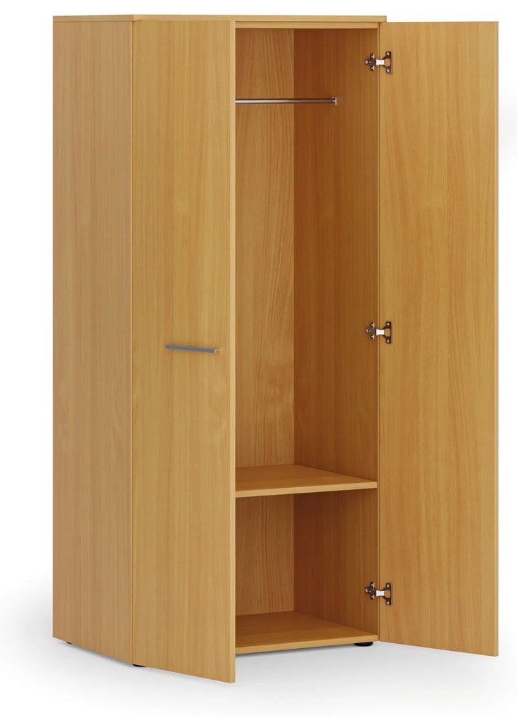 Kancelárska šatníková skriňa PRIMO WOOD, 1 polica, šatníková tyč, 800 x 500 x 1781 mm, buk