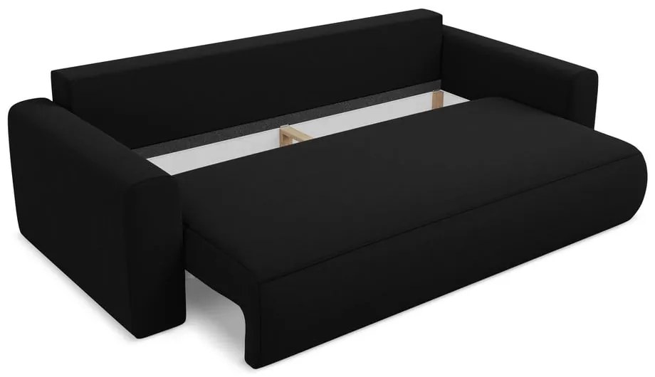 Čierna zamatová rozkladacia/s úložným priestorom pohovka 238 cm Kapua – Makamii