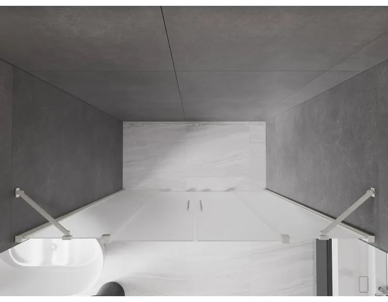 Mexen Velar Duo, posuvné sprchové dvere do otvoru 170 cm, 8mm sklo námraza, brúsená oceľ, 871-170-000-32-97