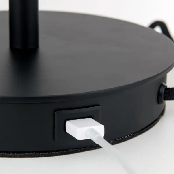 Orion LA 4-1205/1 - Stolná lampa s USB portom LUDWIG 1xE27/40W/230V čierna