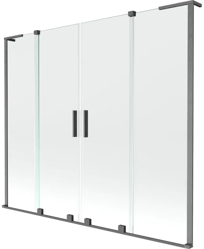 Mexen Velar L Duo, 2-krídlová posuvná vaňová zástena 180 x 150 cm, 8mm číre sklo, brúsený grafit, 896-180-003-02-66