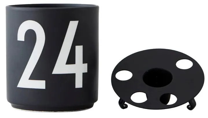 Čierny porcelánový svietnik Design Letters