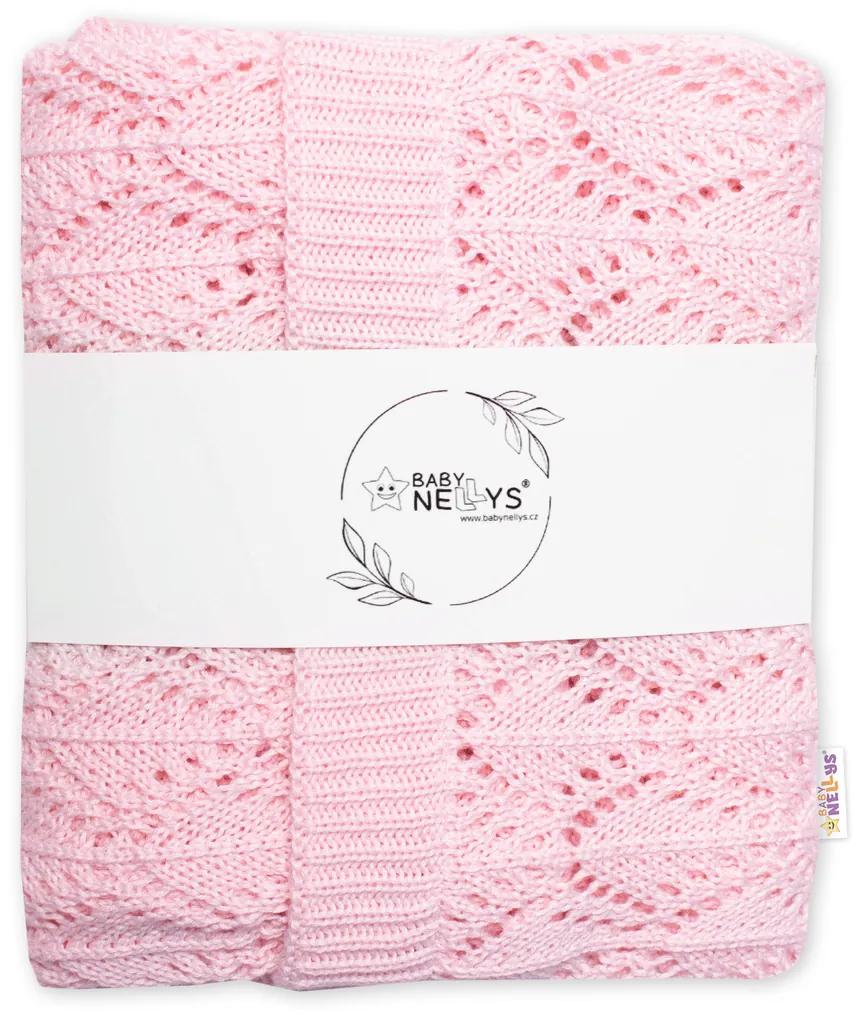 Luxusná bavlnená háčkovaná deka, dečka LOVE, 75x95cm - svetlo ružová 75 x 90 cm