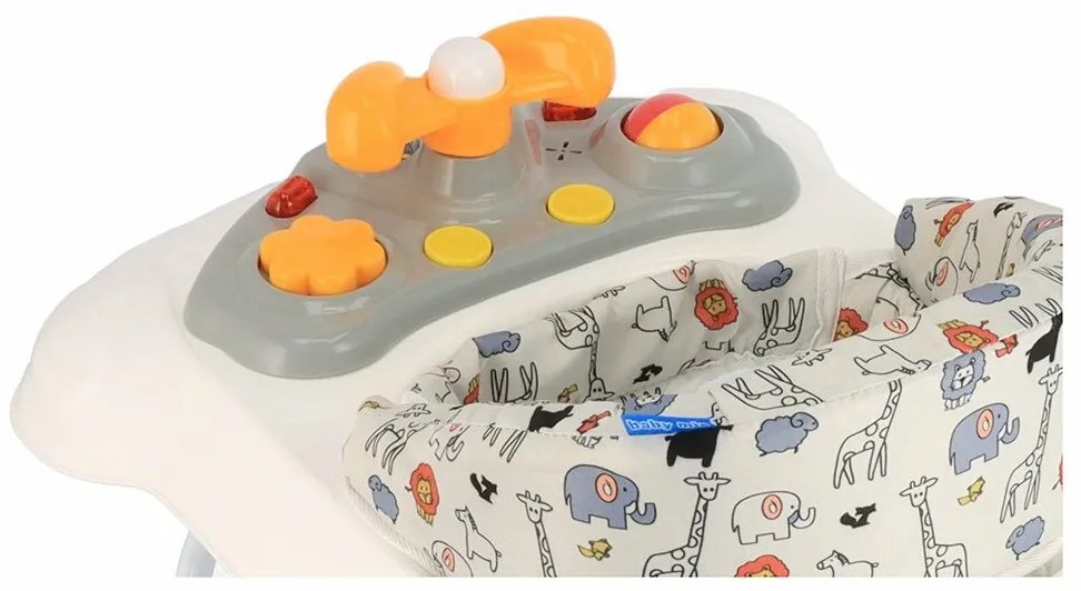 Detské chodítko Baby Mix s volantom a silikónovými kolieskami sivé