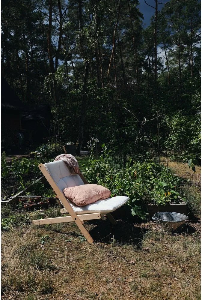 Modré skladacie kreslo z bukového dreva Karup Design Boogie Raw/Petrol Blue