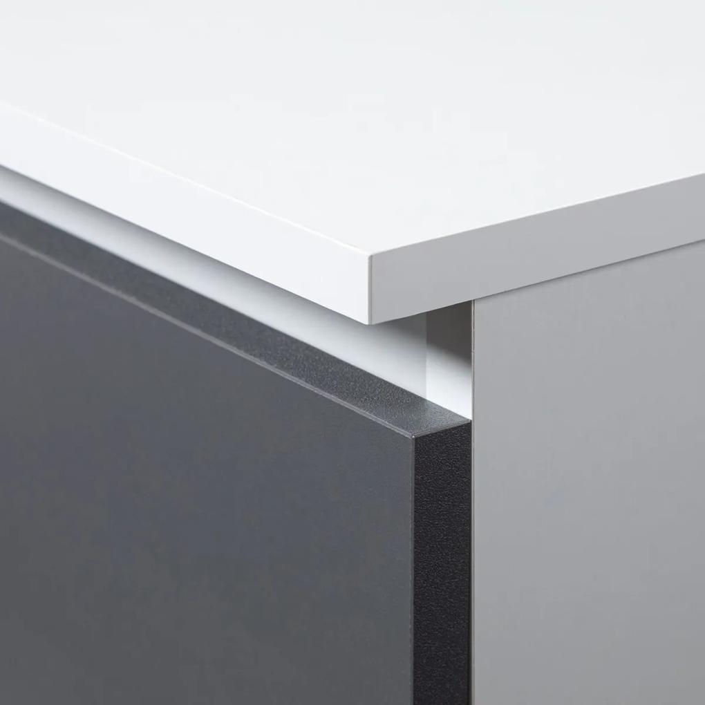 Písací stôl 90 cm Piksel ľavý biely/sivý