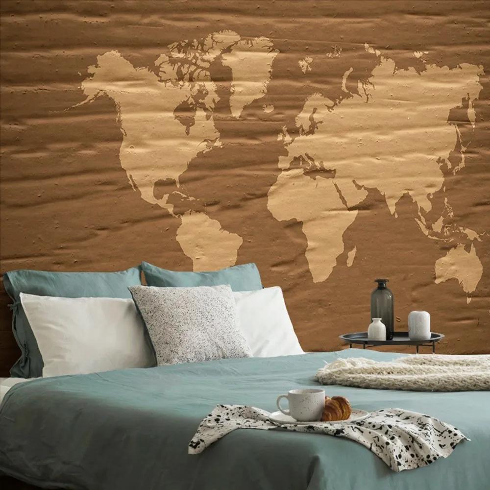 Samolepiaca tapeta hnedá mapa sveta - 300x200