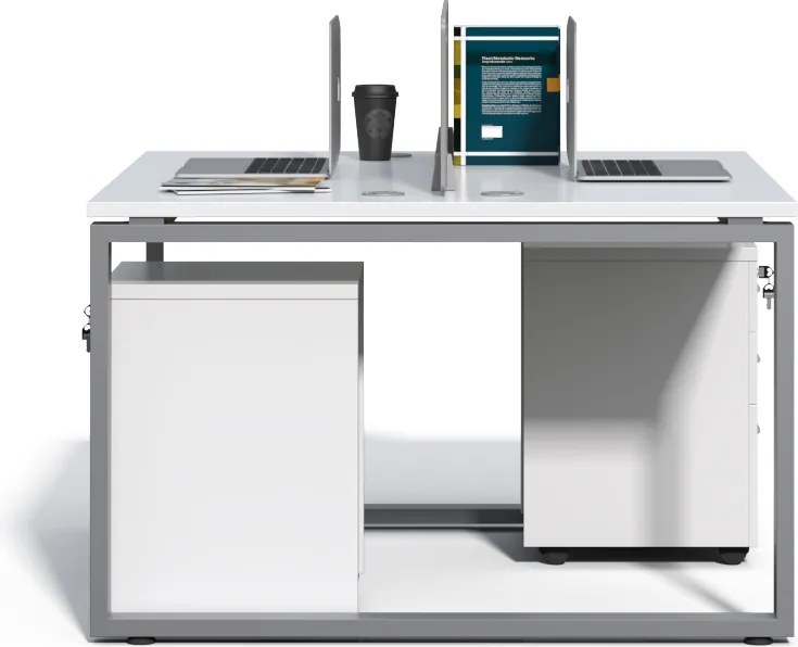 Kancelárska zostava 2 osoby Houseland Prime Max 01 120 cm biela