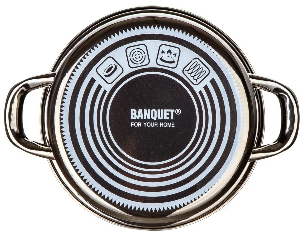Banquet Hrniec smaltovaný METALLIC Black 20 cm, 2 l, s pokrievkou, 20 cm
