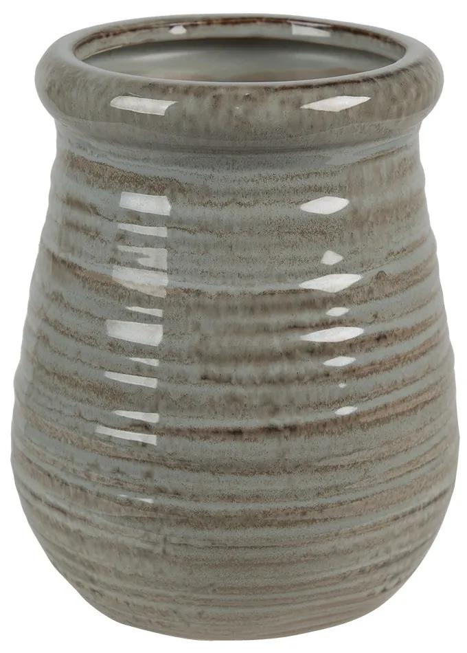 Šedý antik keramický kvetináč Bao - Ø 15*19 cm