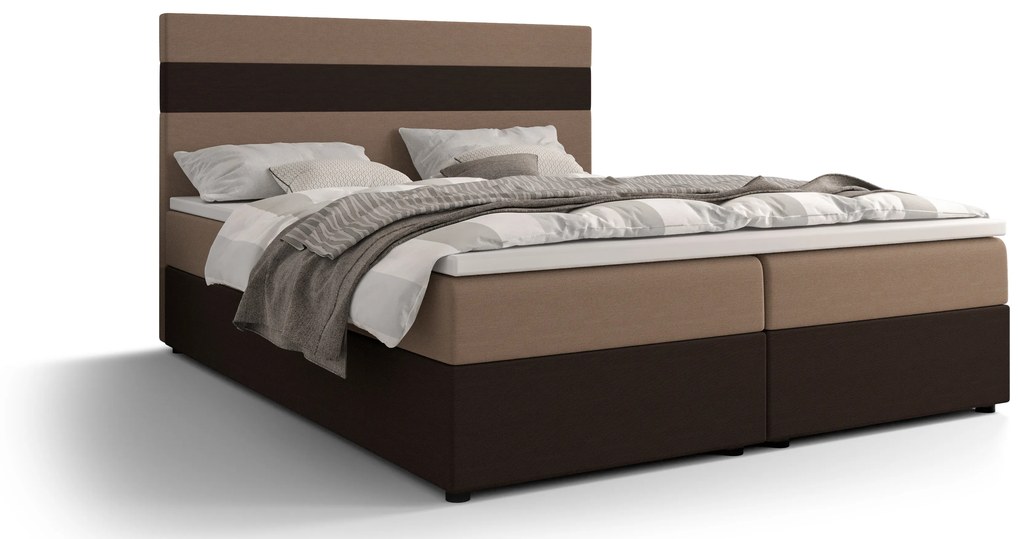 Manželská posteľ Boxspring 160 cm Locos (svetlohnedá + tmavohnedá) (s matracom a úložným priestorom). Vlastná spoľahlivá doprava až k Vám domov. 1046699