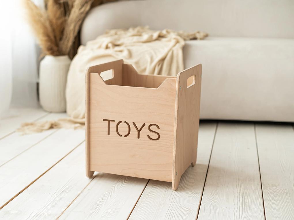 Woodisio Box na hračky TONI Farba: Transparentný lak - biela, Variant: Mini