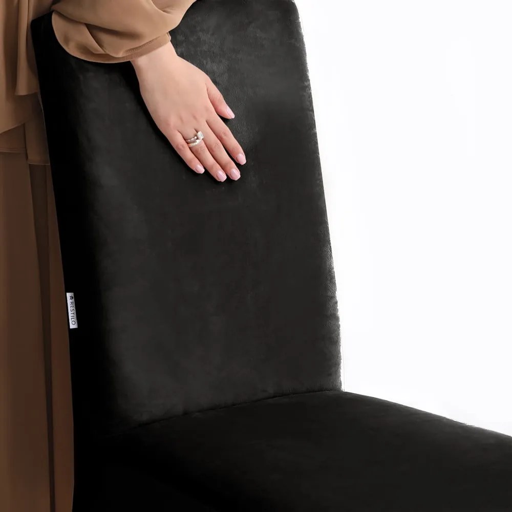 Čierne napínacie poťahy v súprave 4 ks na stoličku 48 cm Sento – Restilo