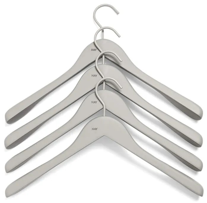 HAY Ramienka Soft Coat Hanger Wide Grey, set 4ks